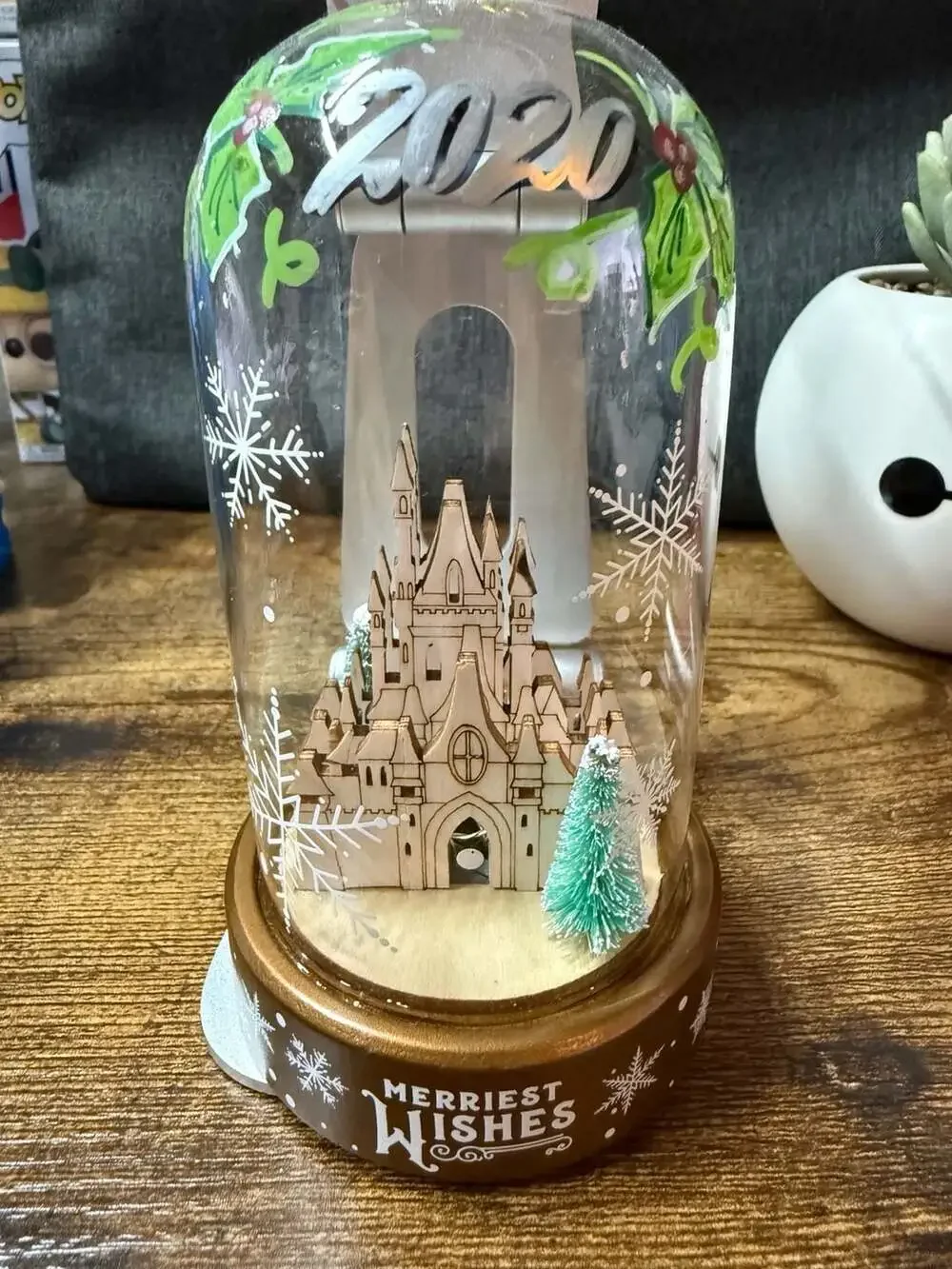 Disney Parks 2020 Merriest Wishes Light-Up Cinderella Castle Glass Dome Ornament